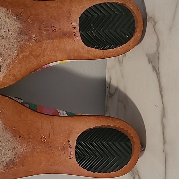 CYDWOQ Colorful Leather Peep Toe Flats Women's EU 37 US 6.5-7 Artsy Quirky Boho - Picture 13 of 16